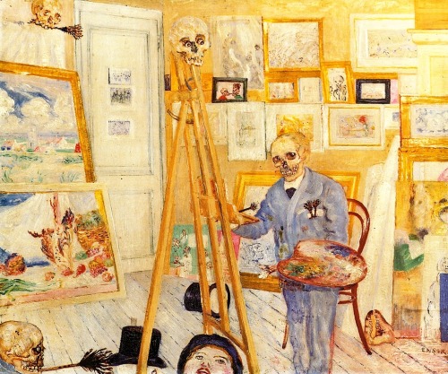 magictransistor: James Ensor, The Skeleton Painter, c. 1896.