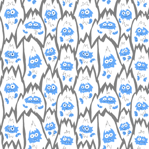 Yetis!My design for Spoonflower&rsquo;s &ldquo;cryptozoology&rdquo; theme challenge. A b