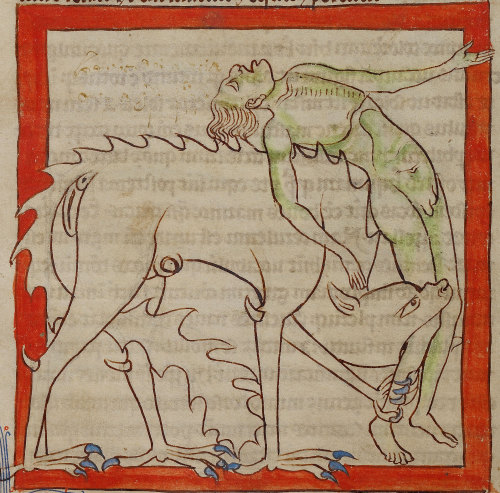 thegetty:A Crocodile (detail), about 1250-1260, Unknown illuminator. J. Paul Getty Museum. 
