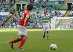 direct-news:  HQ’s - Louis Tomlinson - McStay’s Maestros V Rio Ferdinand All Stars play at Celtic Park, Glasgow. 07/9/14 