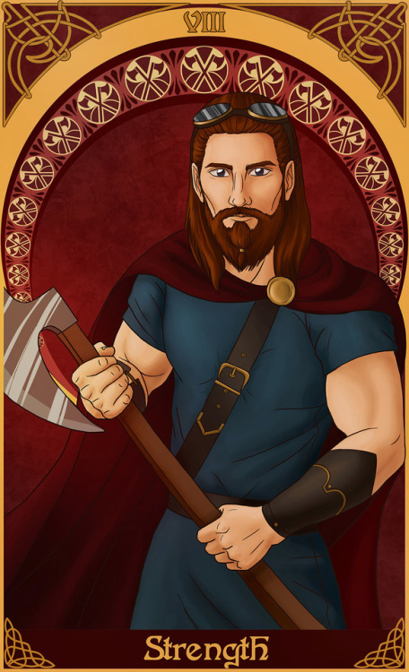 jacqq-attackk:The next entry in the NADDpod tarot: Hardwon as Strength [image description: a drawing