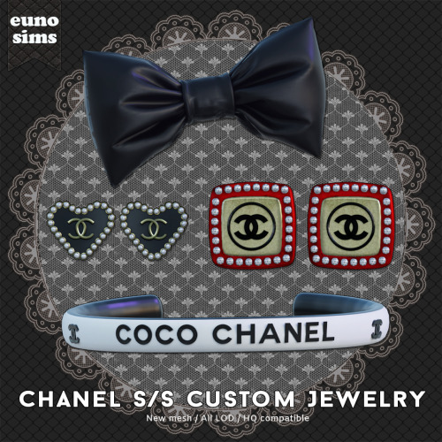 eunosims:Chanel 2022 S/S Custom Jewelry Set+ Bonus Chanel heart earring, bow hair pin Download (Ea