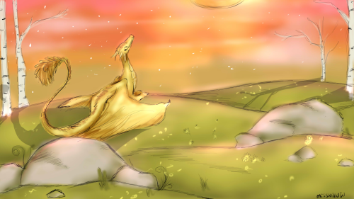 It Is Rather Old Of A Drawing, But I Still Find It To Be A Favorite ^^ It's A Pink Sunset With A Smiling