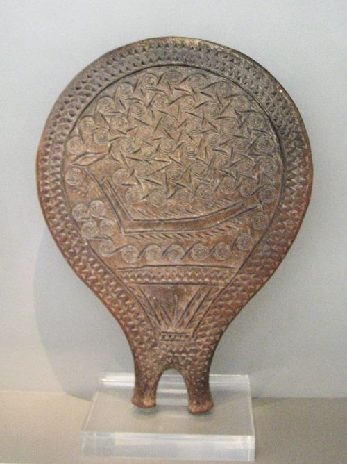 A frying pan originating from the Cycladic culture of Ancient Greece, circa 2,800 - 2,300 BC.