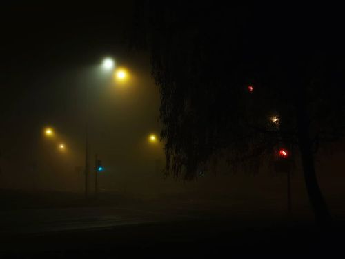 Night fog#lithuania #city #street #streetphoto #night #dark #lights #tee #fog #mist #colors #insta #