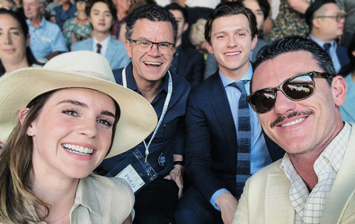 tomhollanddaily: Tom Holland, his dad Dominic Holland, Emma Watson and Luke Evans attends the Men’s 