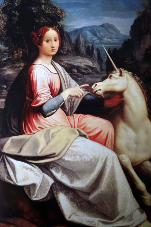 Luca Longhi, The Lady and the Unicorn (possibly a portrait of Giulia Farnese), 16th century