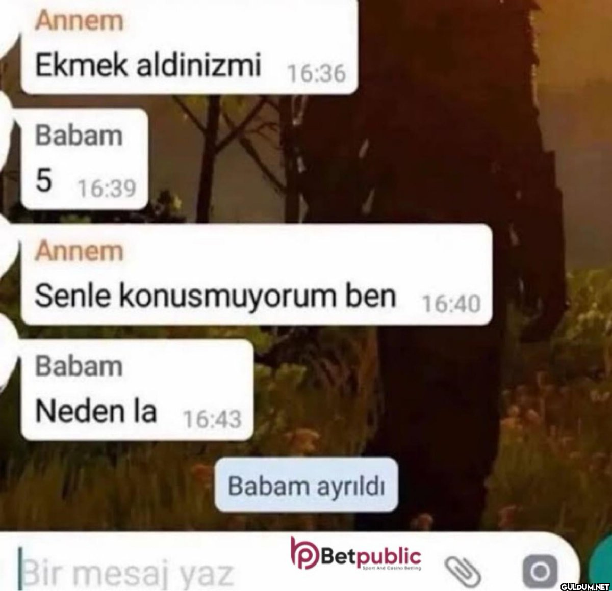 karısına küsüp wp...