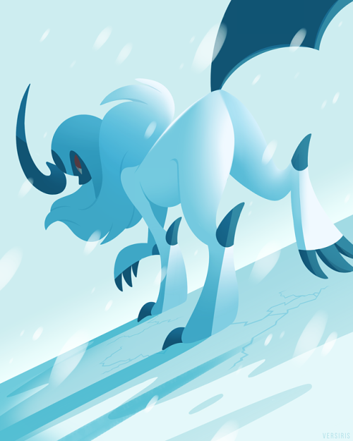 versiris:  Long ago, superstitions were spread saying Absol brought disaster. This  fed a hatred of it, and it was driven deep into the mountains.
