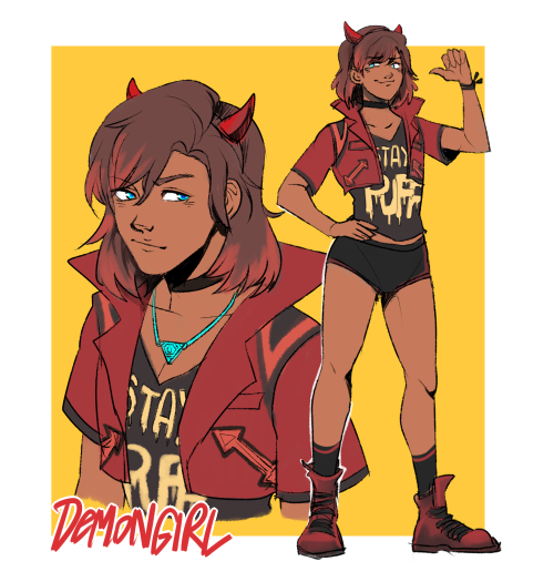 noxypep:  Worked on some new OC’s :> I don’t have a name for DemonGirl yet, but I hope to use them in a webcomic someday. 