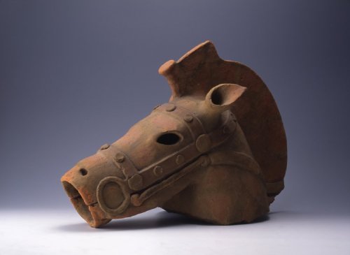 ancientpeoples:  Horse Head shaped Haniwa  c.5th-6th Century AD Japan (Source: The British Museum)