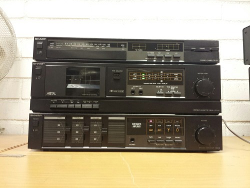 Sharp Stereo, 1987. Sharp SM-23H(BK) Stereo Amplifier - Sharp RT23H(BK) Stereo Cassette Deck - Sharp