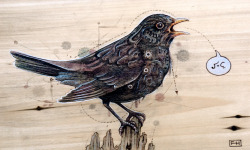 lohrien:  Illustrations by Fay Helfer  (pyrography and pastel on wood)