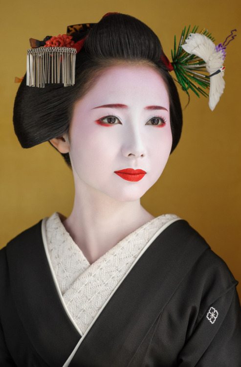 Maiko Mamehana with Sakko. Kyoto, Japan.  Text and photography by John Paul Foster.  Published by Jo