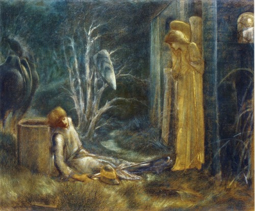 arthistorianmindswirls:Edward Burne-Jones, The Dream of Lancelot (study)