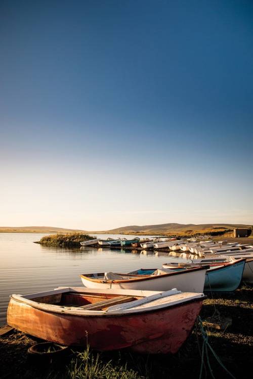 Harray Loch, Orkney: little boats ready for trout fishing.Source: Conde Nast Traveler 
