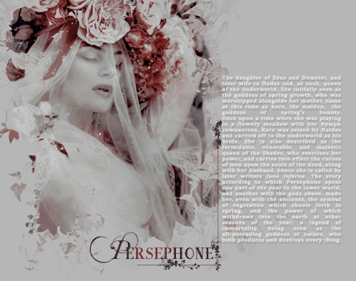 wiessrose:hynpos myth event (  ᵈᵃʸ ᵒⁿᵉ /  favourite greek /roman deity  )Persephone,  goddess of spr
