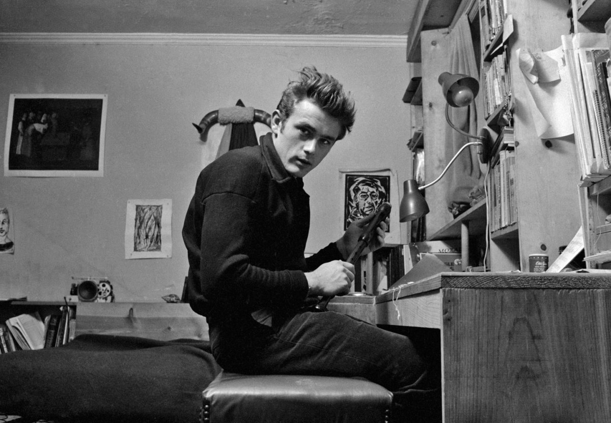 life:  James Dean in his apartment on West 68th Street, New York City, 1955. LIFE.com