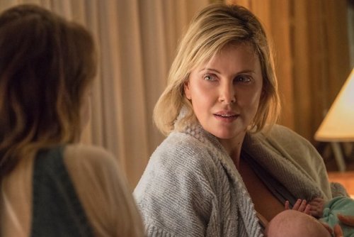 New stills of Mackenzie Davis as Tully and Charlize Theron as Marlo in TULLY. In theaters May 4.