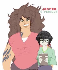 sallychanscraps:humanized jasper and peridot??