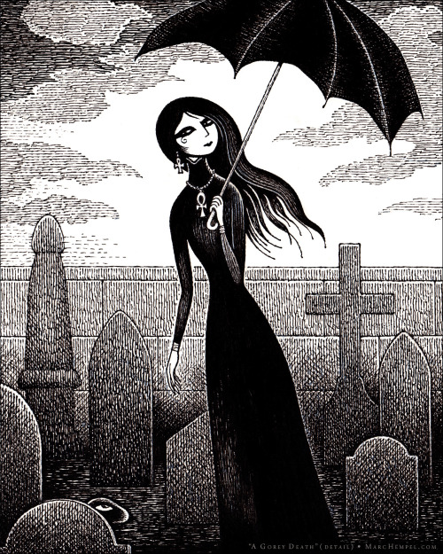 marchempel2:Because a Gorey Death is the best kind of Death! India ink on 2-ply Bristol.ebay