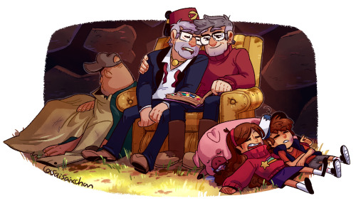 artsycrapfromsai:[on twitter] Ford’s looking through Mabel’s scrapbook while everyone el