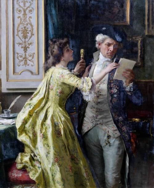 The intercepted letter. Federico Andreotti (Italian, 1847-1930). Oil on canvas.Andreotti combin
