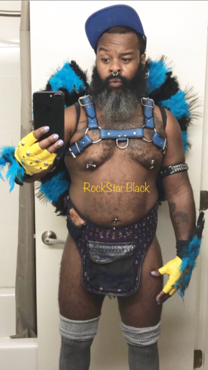 inkedprince: RockStar.Black Folsom Street East #MenInHeels #LeatherMan #FatBoi #BodyPositivity Pierc