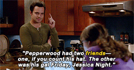 pambeeslys: Nick + referring to JessWe had a little “will they/won’t they.”