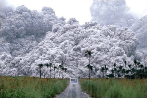 This is a photo of the eruption of Mount Pinatubo on the 15th of June 1991. It is an active stratovo