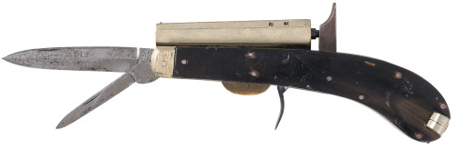 James Rodgers folding knife and percussion pistol, 19th century.