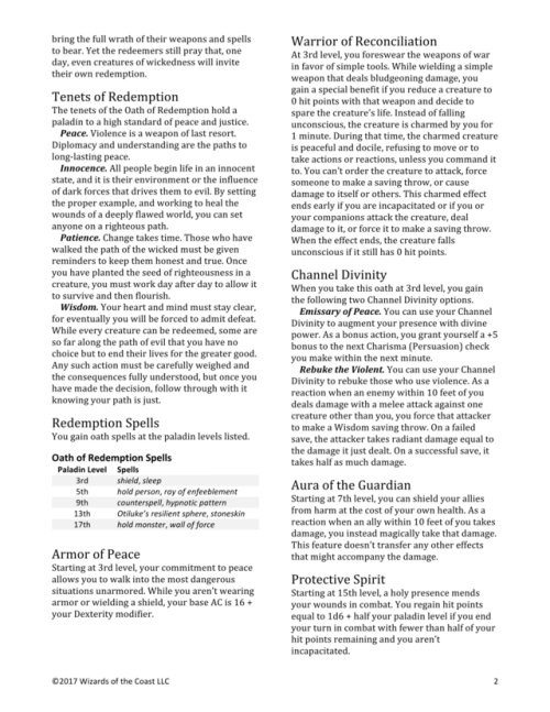 dnd-5e-homebrew: Unearthed Arcana: A trio of Subclasses: Drunken Master Monk, Redemption Paladin, Mo