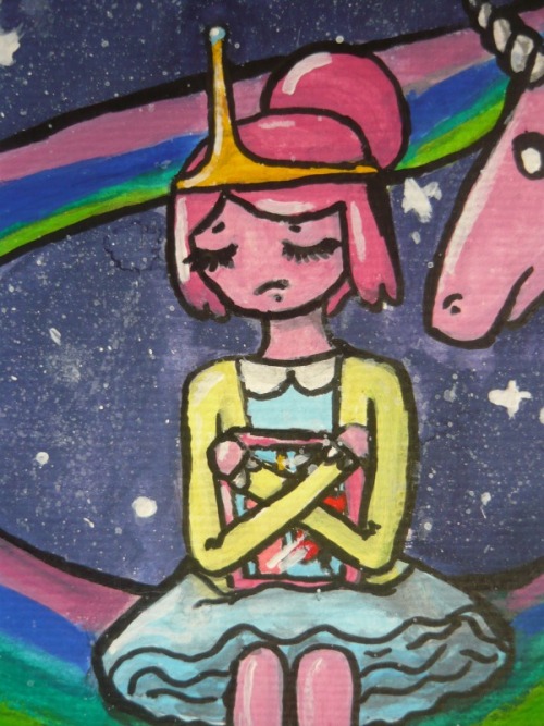 distorteddaydream: Princess Bubblegum Gouache and pen on watercolour paper.