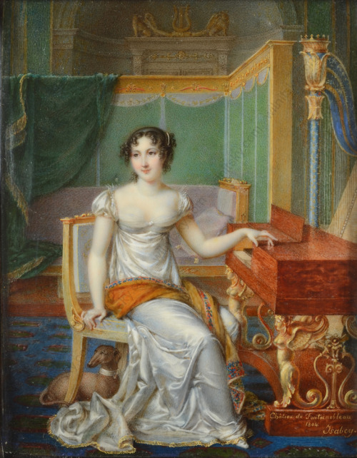 tiny-librarian:Caroline Murat at the Chateau de Fontainebleau, by Jean Baptiste Isabey.