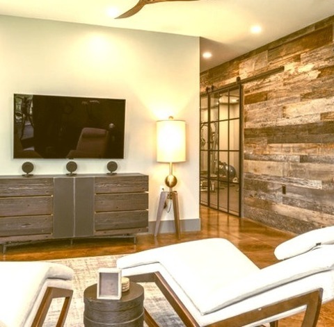 Basement Walk OutBasement - Mid-sized Modern Walk-out Concrete Floor And Orange Floor Basement Idea With