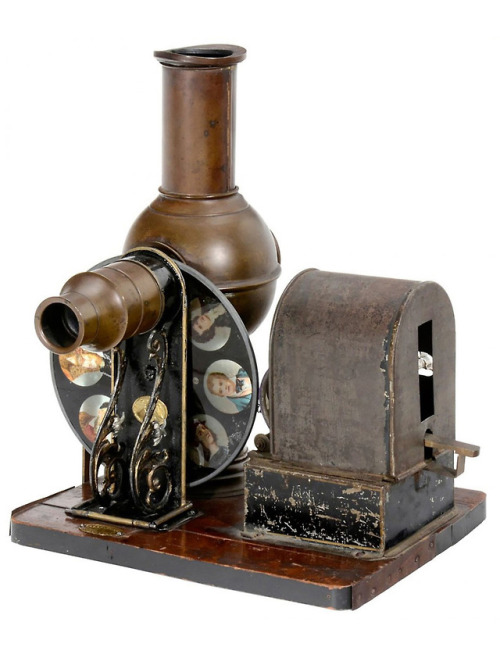 design-is-fine:Ernst Plank, “Climax” Laterna Magica with clockwork drive, 1885. Including rotating l