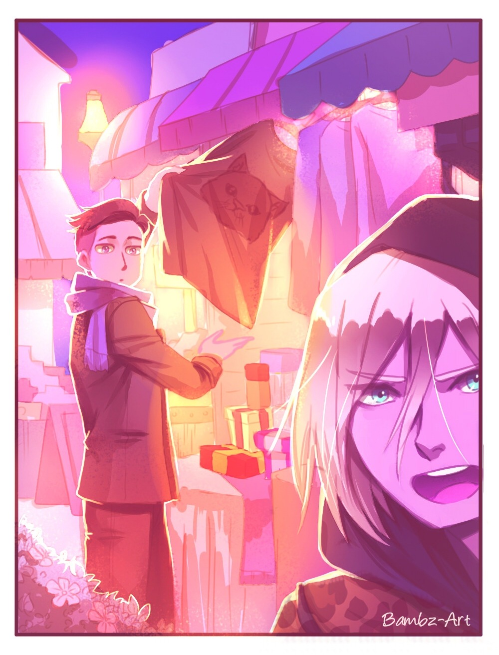 bambz-art: Otayuri - We’re On a Date! Headcanon that Otabek’s fans also follow