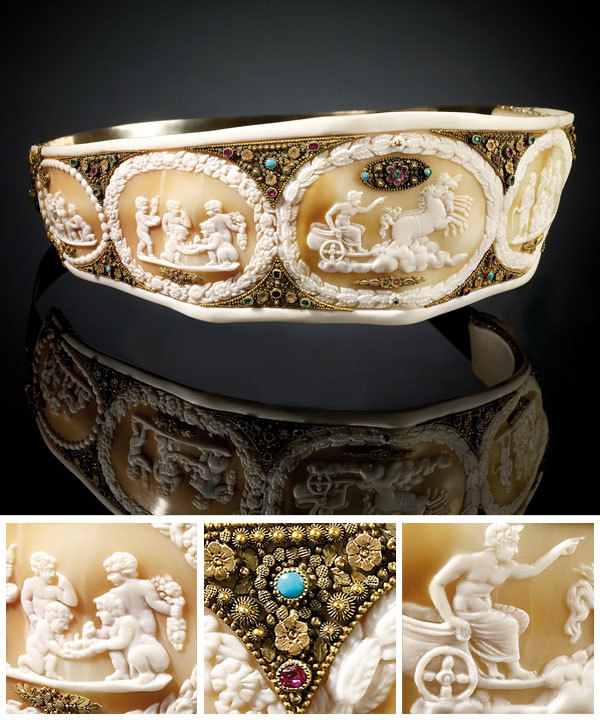 glitzandgrandeurtoo:  Empress Josephine’s shell cameo diadem, presented to her