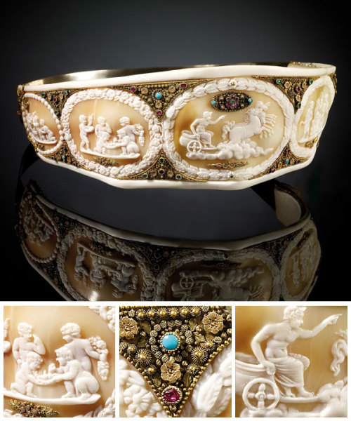glitzandgrandeurtoo:Empress Josephine’s shell cameo diadem, presented to her by her brother-in-law J
