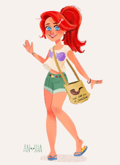 curiocolorinspire:(via I Illustrated Disney Princesses As Modern Day Girls Living In The 21st Centur