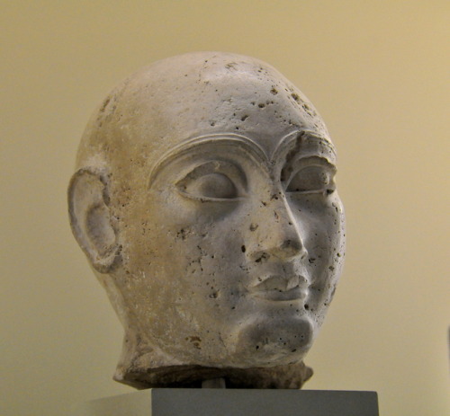 Limestone head of Gudea (r. 2144-2124 BCE), king of the Sumerian city-state of Lagash.  From souther