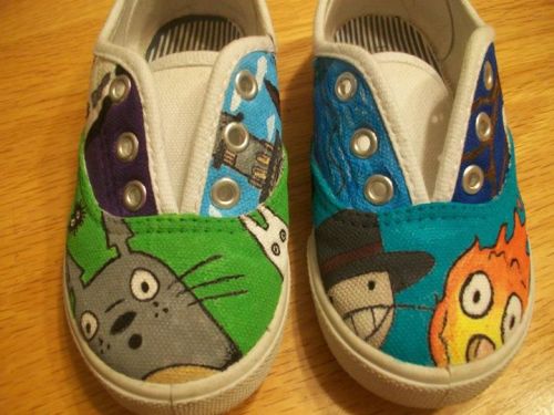 wearmyart:Hand painted ‘Studio Ghibli’ custom kids shoes My Etsy is now open! Visit at: 