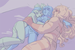 aanabi:  I’ve had a few anons asking for various homeworld gem pairings lately. I hope these sleepy cuddles appease you all.  hnng these gem babes~ &lt;3