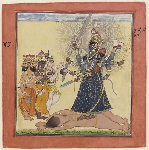 &ldquo;The goddess Bhadrakali worshipped by the Gods&rdquo; from a tantric Devi series in the Basohl