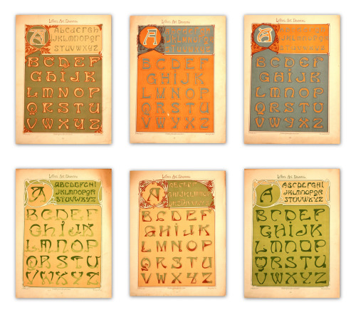 michaelmoonsbookshop:Lithograph printed art nouveau influence alphabets Paris c1900