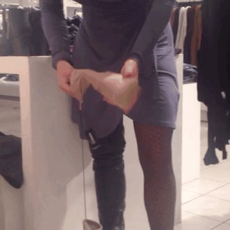 northernutahhotwife:  Shoe shopping with hubby. Love shopping commando.