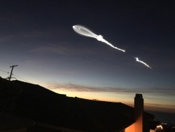 webuiltthiscity:Got to my parents’ house just in time to see the SpaceX launch from Vandenberg Air Force Base. This is from their front yard, shot with my iPhone, not even zoomed in! Truly spectacular.