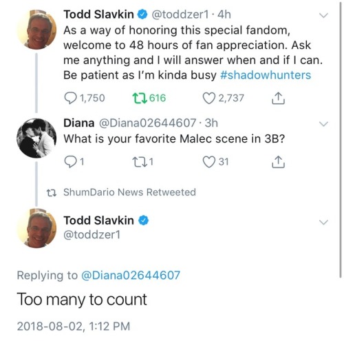 malecxxlightbane: So much Malec teasers from our dear Todd :) im not crying, you are (: