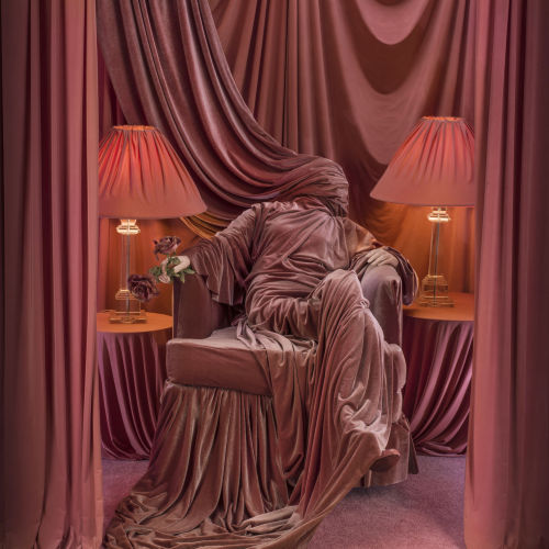 wtxch:  Patty Carroll Mad Mauve. Suffocation by colour.From the series “Anonymous Women: Domestic Demise”, 2018 