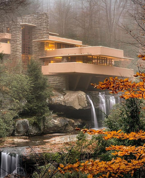 bruwho: Fallingwater by Frank Lloyd Wright, Pennsylvaniaseen at @meetmyproject on instagram